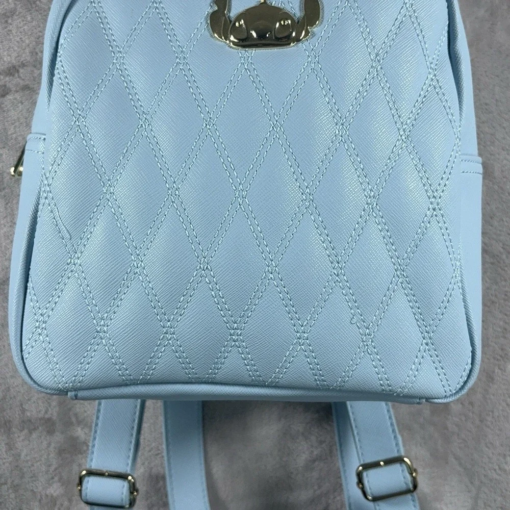 Loungefly Disney Lilo & Stitch Quilted Blue Mini Backpack Bag Purse